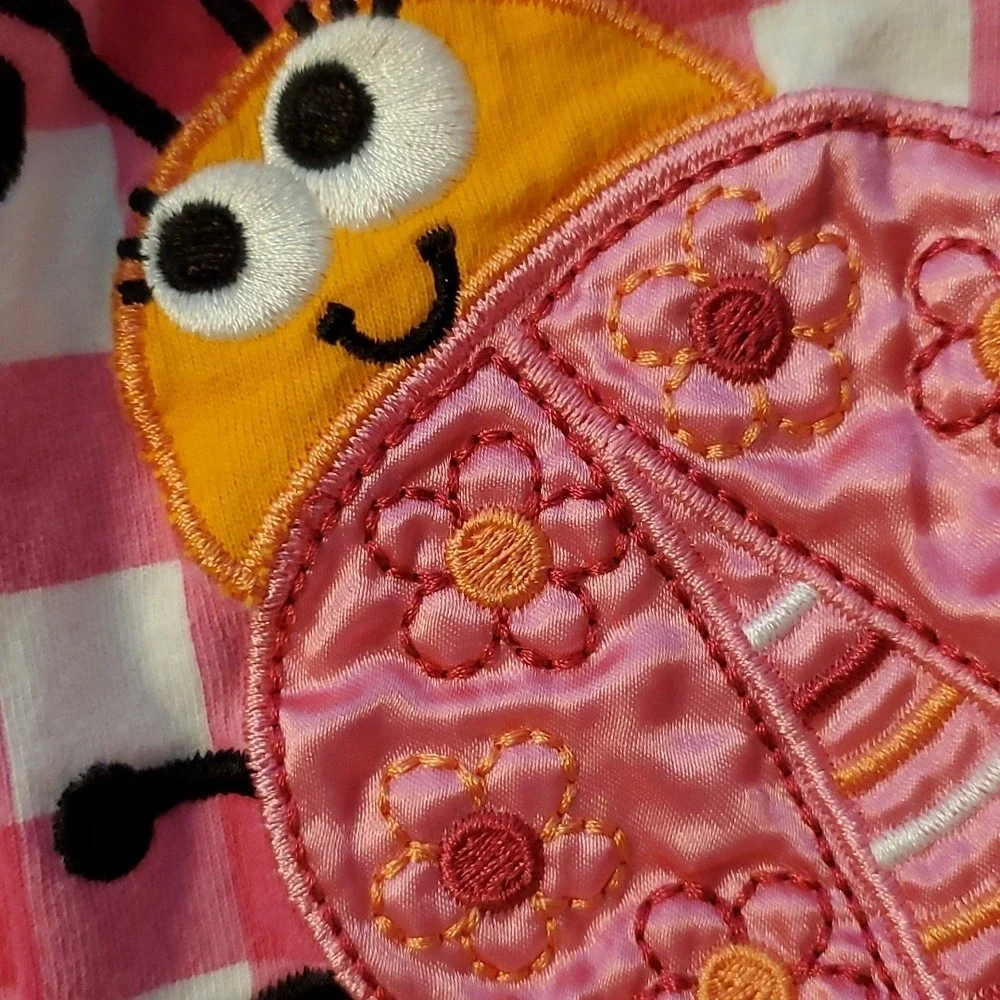 2 Ladybug Girl Outfits- Duck‎ Duck Goose Pink Onesie & Jumping Beans Romper 0-3M